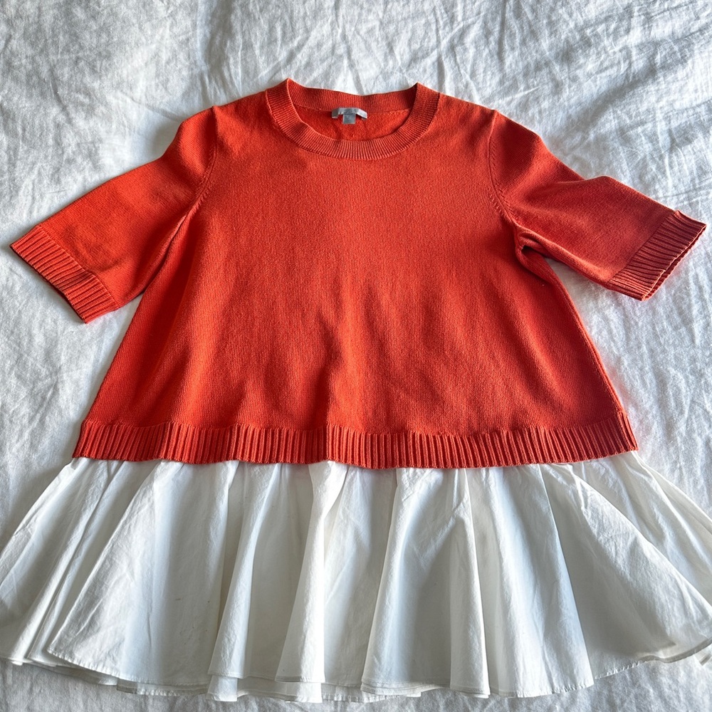 COS Vibrant Orange Sweater with White Skirt Detail